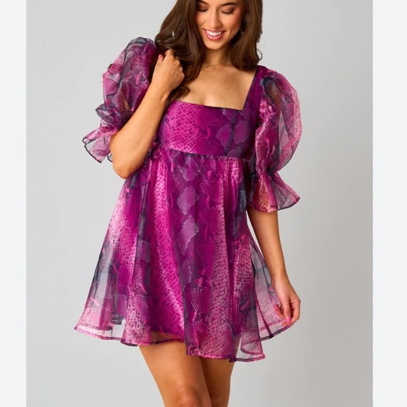 Buddy Love Dresses & Skirts - Buddy Love Purple Snakeskin Babydoll Dress